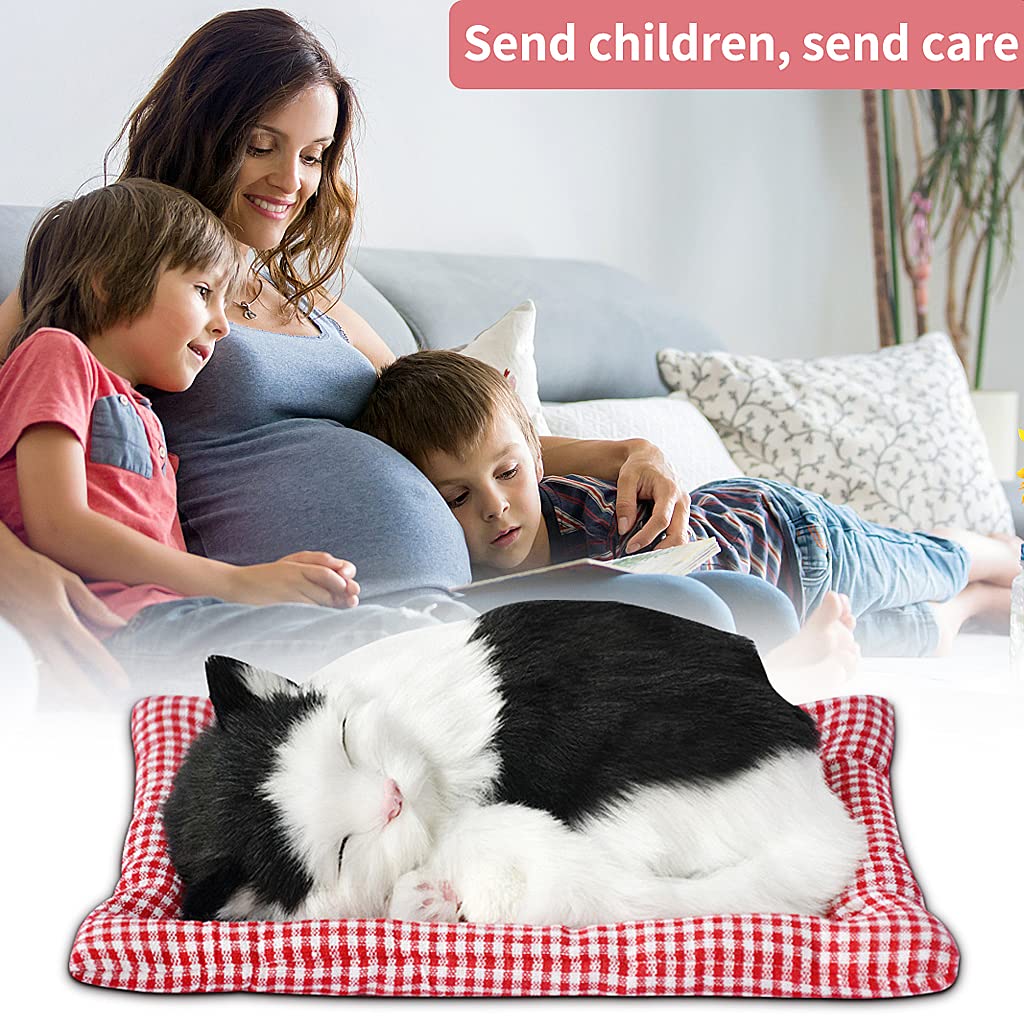 PATPAT Sleeping Cat Toy,Plush Dolls, Stuffed Toys Cute Simulation Doll Collection Bamboo Charcoal Stuffed Puppy Animals Toy with Mat(25*20cm) (Style 3)