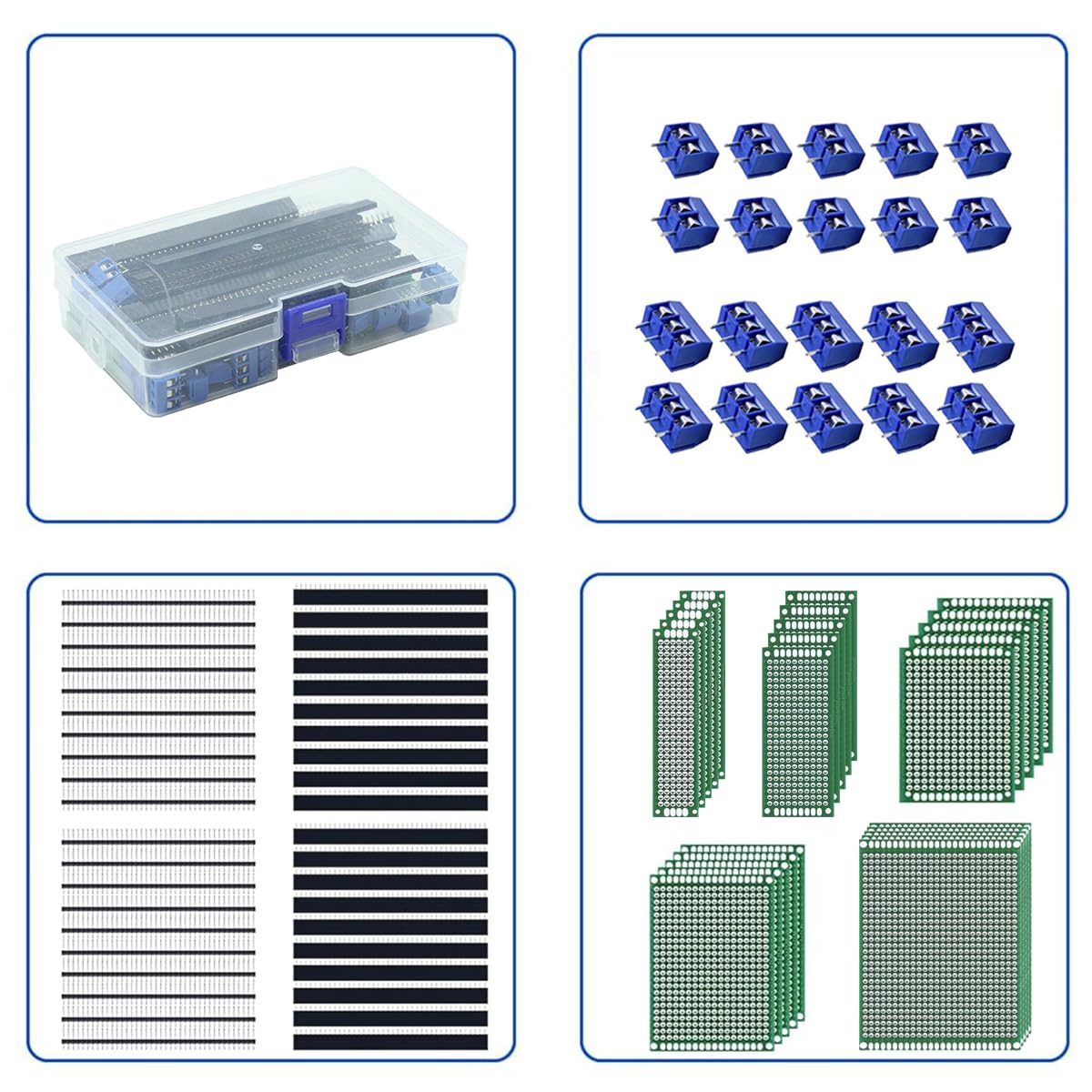 Serplex 85Pcs Double Sided PCB Board Kit, Prototype Boards for DIY Soldering and Electronic Project Circuit Boards Compatible with Kits, 40PCS 40 Pin 2.54mm Male and Female Header Connector