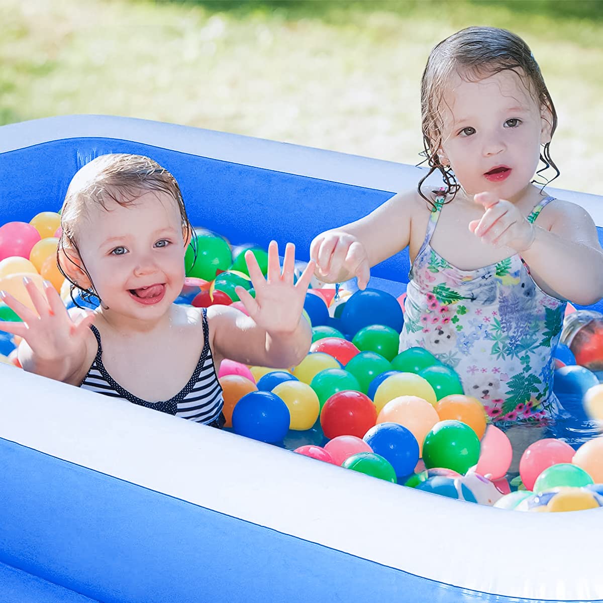 Proberos 300*190*75cm Swimming Pool for Adults Kids with Electric Air Pump, Large 4-tier Independent Thicken PVC Inflatable Swimming Pool for Fun Indoor Outdoor Summer Activities