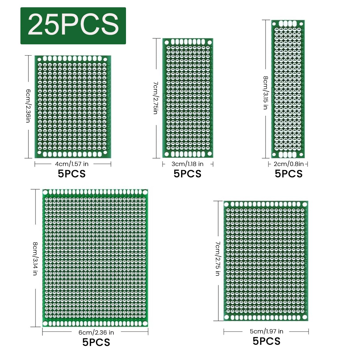Serplex 85Pcs Double Sided PCB Board Kit, Prototype Boards for DIY Soldering and Electronic Project Circuit Boards Compatible with Kits, 40PCS 40 Pin 2.54mm Male and Female Header Connector