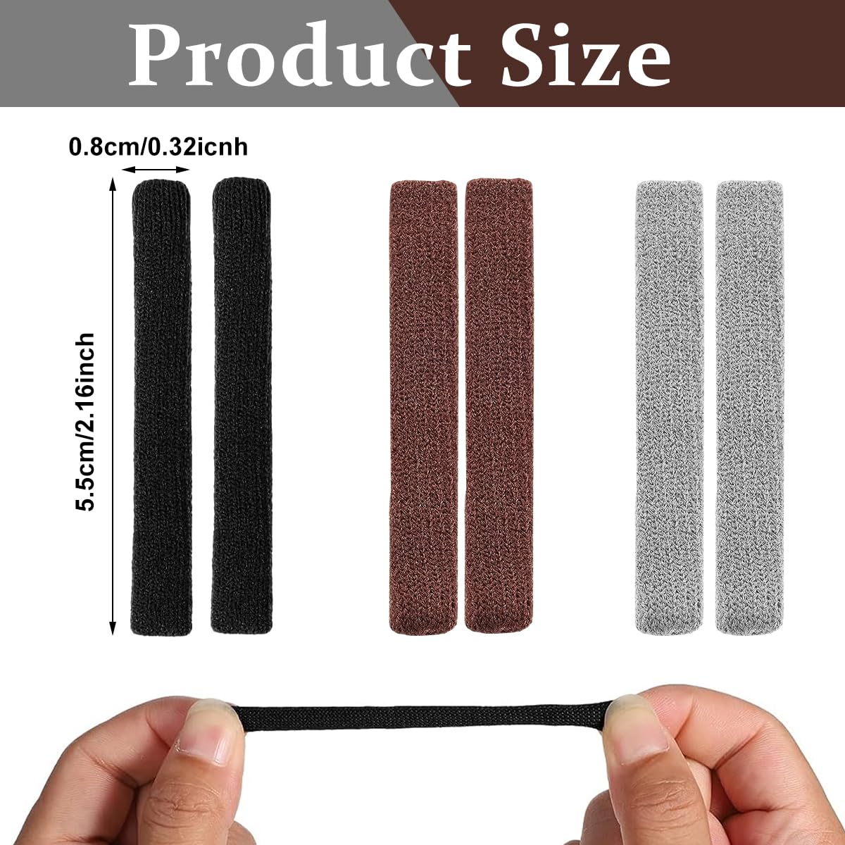 HASTHIP 3 Pairs Anti-Slip Glasses Ear Grip, Soft Knitting Eyeglasses Temple Tips Sleeve, Universal Elastic Eyeglass Ear Cushion Retainer for Sunglasses Eyewear
