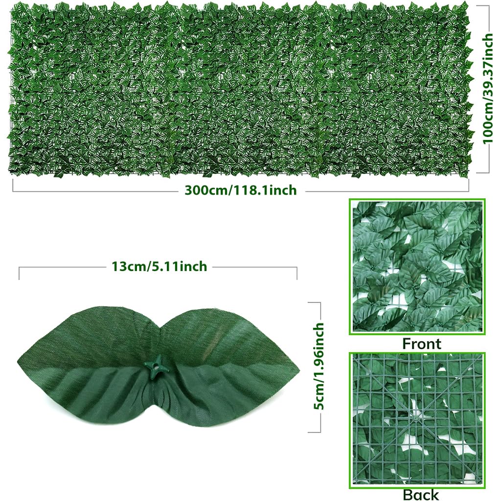 HASTHIP 1*3m Artificial Grass Trellis for Garden Outdoor Indoor Decoration, Garden Fence, Faux Ivy Fencing Panel, Artificial Hedge Green Wall Grass Leaves