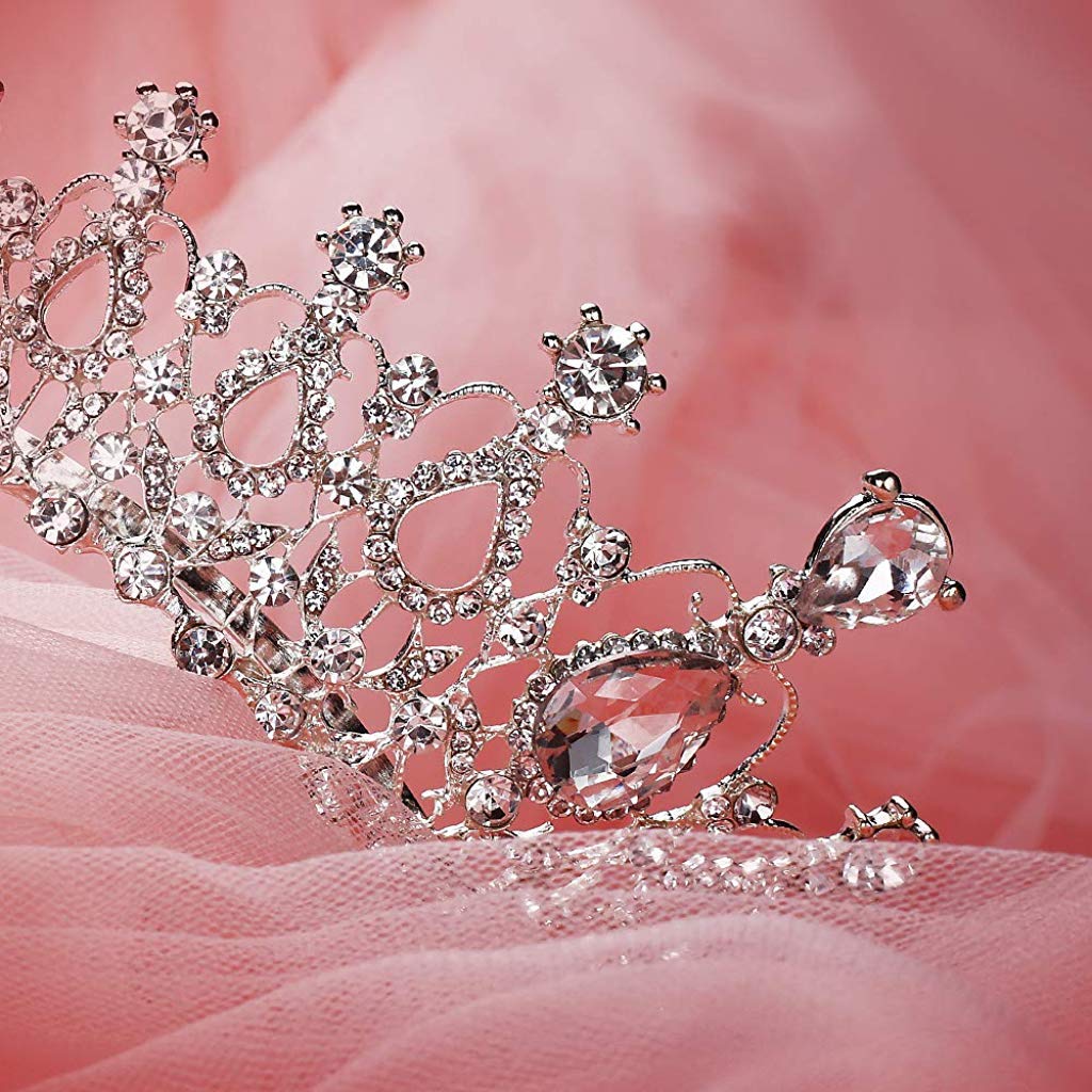 PALAY Unisex Crystal Tiara Crown with Rhinestones Comb