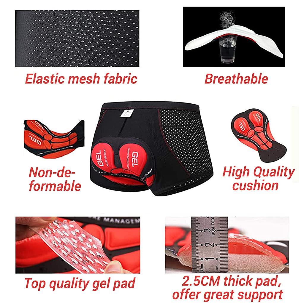 Proberos Cycling Shorts for Men & Women with 3D Gel Padded, Sillicone and Foam Padded Underwear for Cycling, Anti-Slip Leg Grips and Sweat Resistant Bike Shorts
