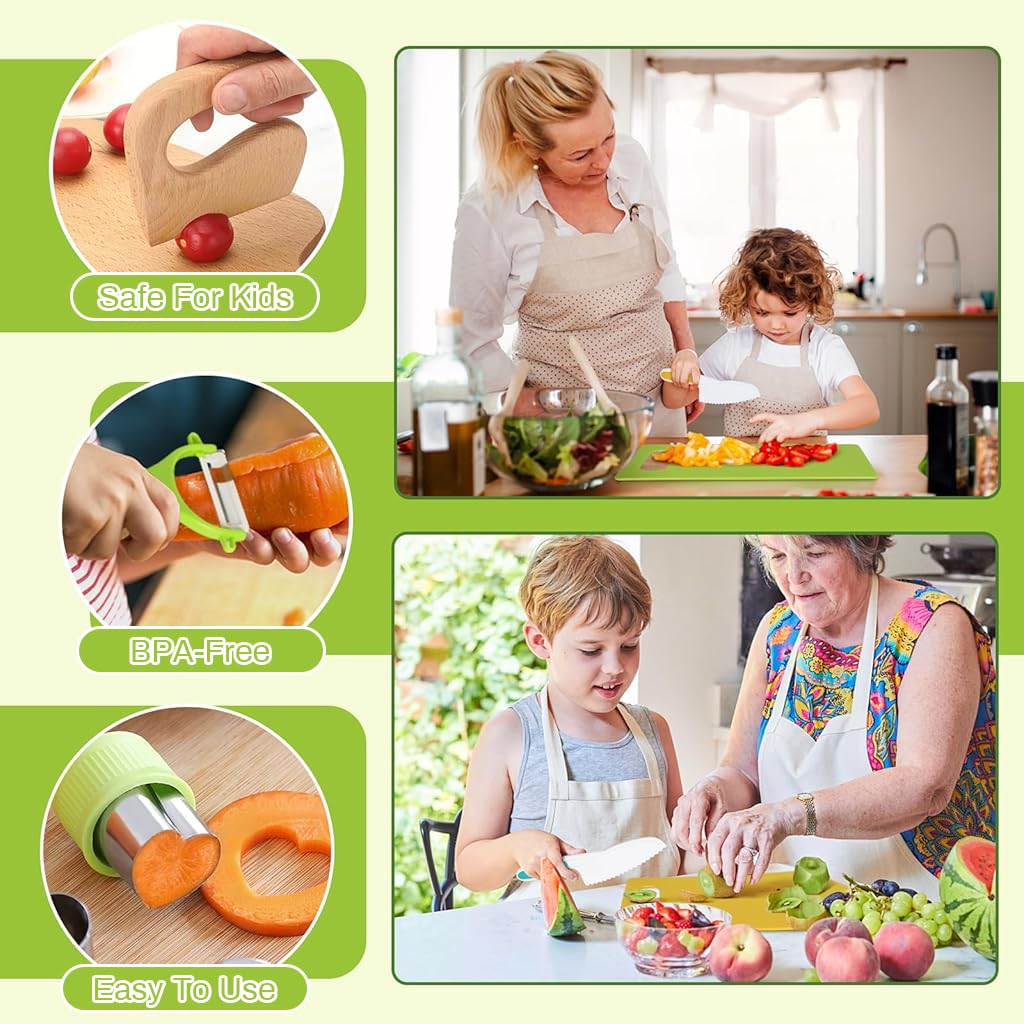 HASTHIP 27Pcs Kids Fruit Cutter Set Kids Kitchen Culinary Set Play House Kitchen Plastic Cutter Kids Hands-on Kitchen Toy with Cutters, Cake Mold Cutting Board, Peeler, Safety Gloves