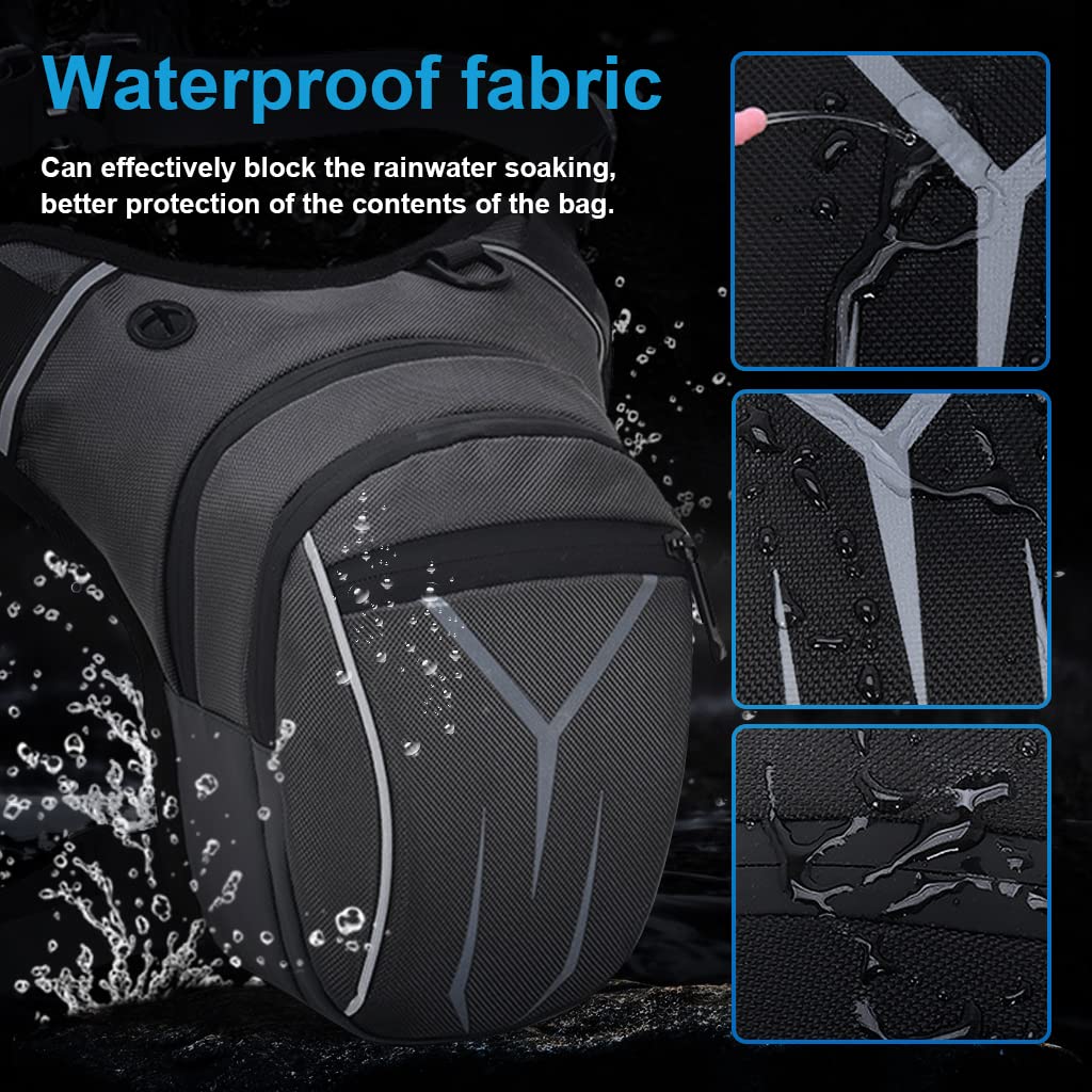 GUSTAVE Thigh Bag for Bikers, Waterproof and Large Capacity Oxford Tactical Bag, Multi function Outdoor Sports Leg Bag for Outdoor Riding Hiking Climbing