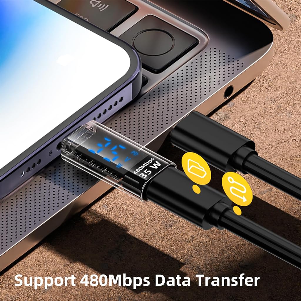 Verilux USB C to Light-ning Adapter with LED Display, Support PD 35W Fast Charging & 480Mbps Data Sync Real Time Power Display Universal USB C to Light-ning Connector for iPhone/iPad/iPod