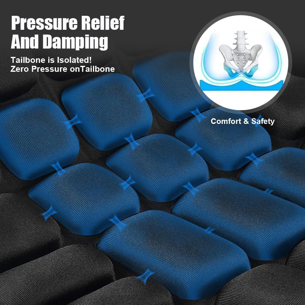 STHIRA Motorcycle Seat Cushion, 3D Pressure Relief Design Breathable Lycra Motorcycle Air Seat Pad Shock Absorption Comfortable Motorcycle Seat Cushion for Long Rides