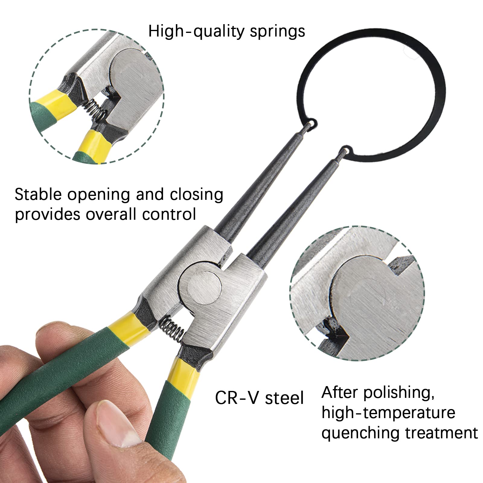 Serplex 4Pcs Snap Ring Pliers Set with Tool Box 7 Inches Straight Tip Circlip Pliers & Bent Tip Circlip Pliers Set for Install and Remove Circlips Retaining Ring Removal Plier Tools