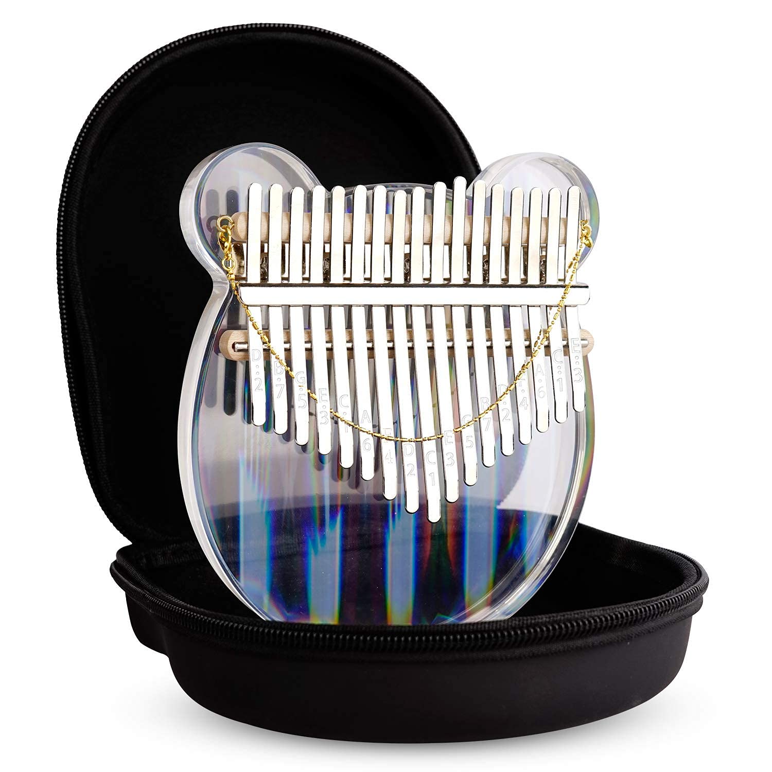 Verilux Thumb Piano Crystal Kalimba Acrylic Mbira Finger Kalimba Musical Instrument Gifts for Kids Adult Beginners with Tuning Hammer, Study Instruction and Eva bag