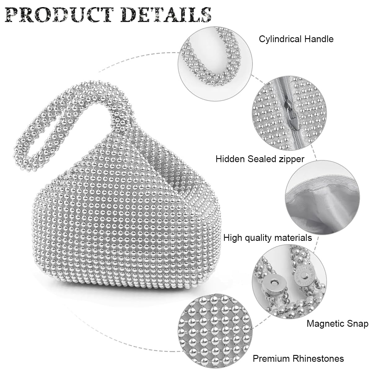 PALAY Rhinestone Evening Bag Chic Women Clutch Bag Handbag for Women Sparkling Rhinestone Purse Bag Stylish Evening Bag Handbag for Banquet, Prom