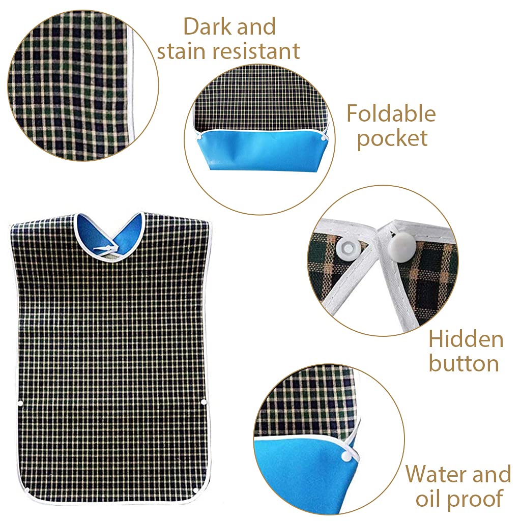 HASTHIP Adult Bibs,Adult The Eldly Bib Adult Washable Dining Bibs for Elderly (Green)