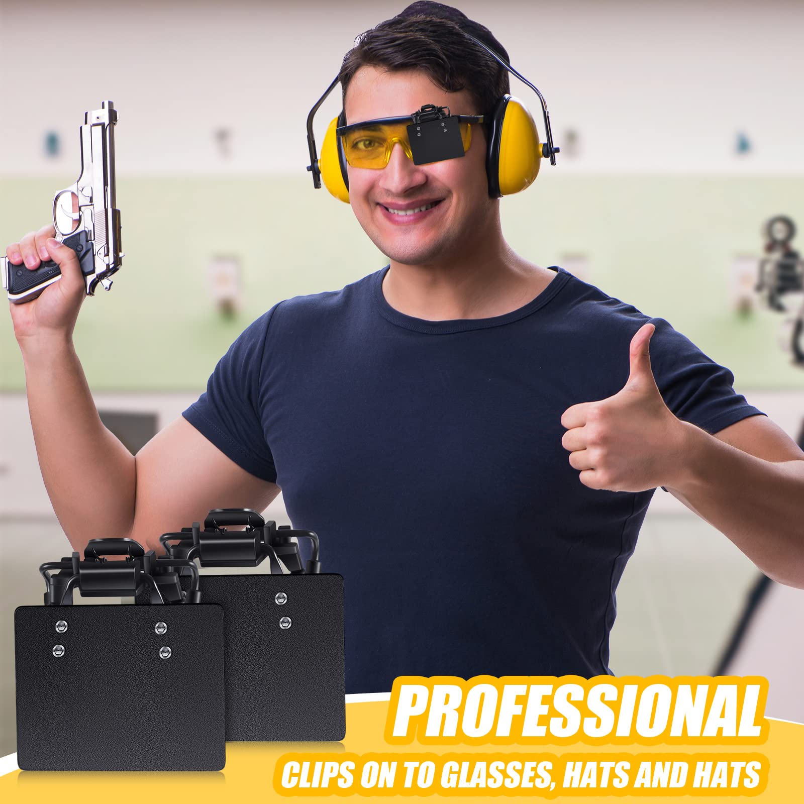 Proberos 1Pcs Professional Shooting Glasses Patch 2.36x1.97inches Large Shooting Patch Resin Black Eye Patch for Glasses Blinders Occluder Clip on Blinder for Shooting Glasses, Cap