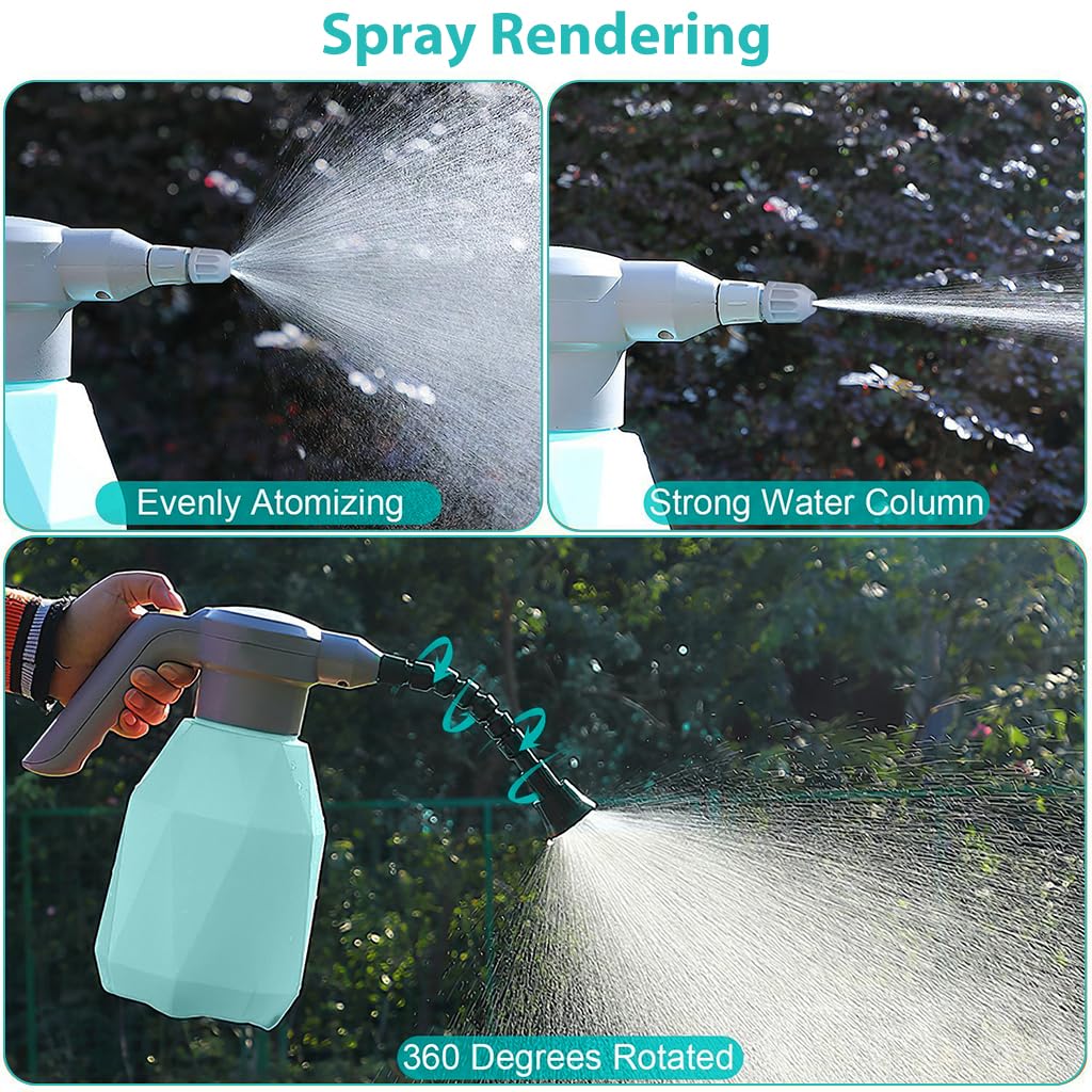 HASTHIP 2L Electric Watering Can for Plants with Gimbaled Nozzle, Automatic Plant Garden Water Can with USB Cable, Gardening Watering Pump Sprayer for Plants, Flowers