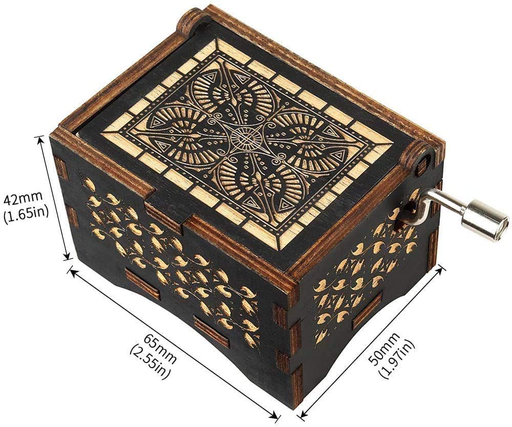 PATPAT You are My Sunshine Wood Music Boxes,Laser Engraved Vintage Wooden Sunshine Musical Box,Wooden Classic Music Box Crafts with Hand Crank (Wooden-Black)