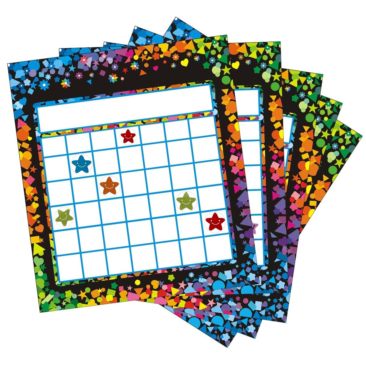 HASTHIP 30 Sheet Classroom Reward Chart, Reward Chart for Kids, Blank Print Reward Sticker Chart with 30 Sheet Smile Star Sticker for Kids Students Classroom Teaching or Family Using