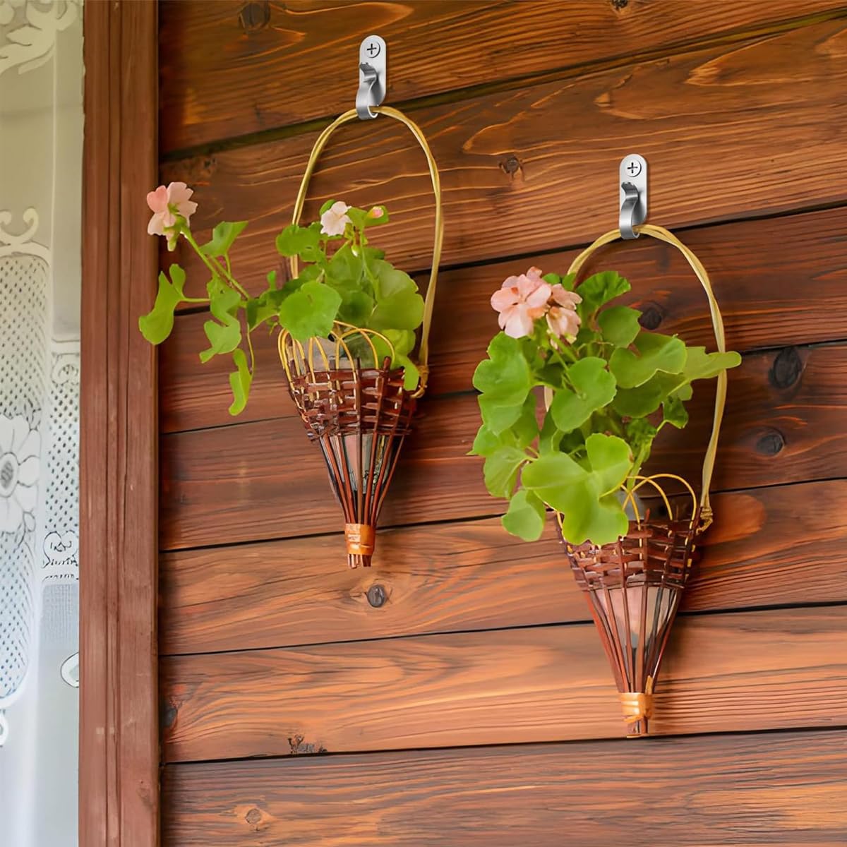 HASTHIP 20Pcs Stainless Steel Wall Hooks - Versatile String Light Hangers, Screw-in Clips for Indoor/Outdoor Decors, Fairy Lights, Cable Organizer, Outdoor Screw Hooks for Christmas Party