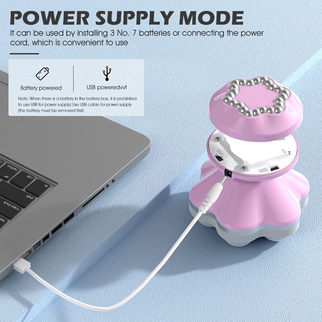 HANNEA Mini Head And Body Massager Vibration Machine, Electric Handheld Massager for Neck Shoulder, USB Recharging Version Powerful 6 Modes for Back Full Body Muscle Pain Relief(without 3AAA Battery)