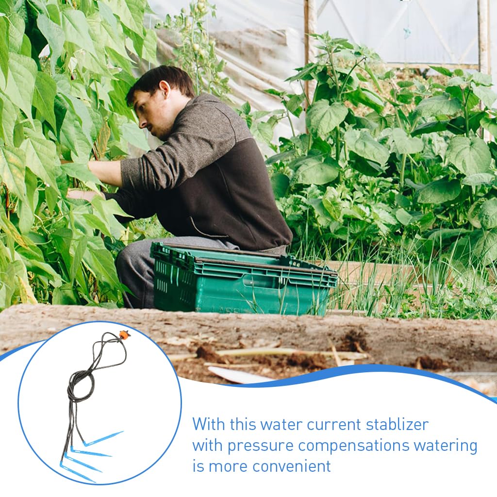 HASTHIP 10Pcs Slow Irrigation Drippers 4-Way Out Pressure Compensating Slow Irrigation Drippers Reuseable Gardening Slow Irrigation Drippers for Flower Bed, Lawn, Planter