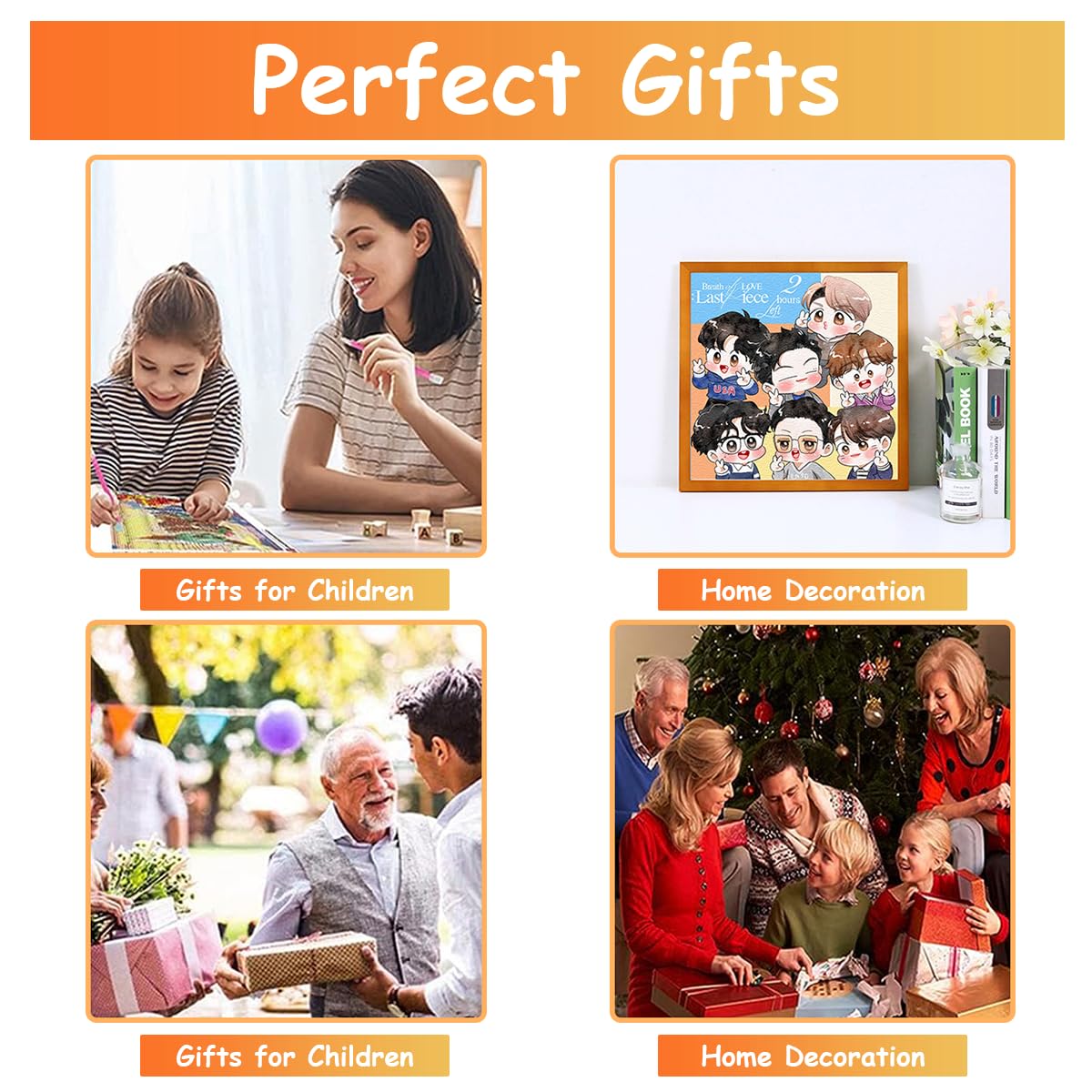 HASTHIP Diamond Painting Kit, 15.7x15.7inch BTS Cartoon Diamond Painting, 5D Diamond Painting Kit Gift for Adults & Kids, Very Suitable for Home Leisure and Wall Decoration