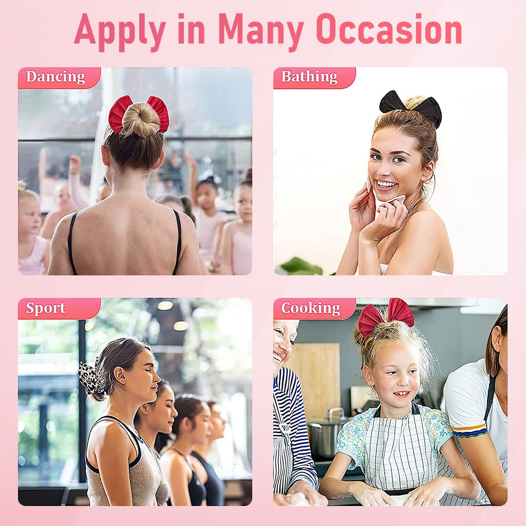 PALAY 3Pcs Hair Bun Accessories for Women Girls, Quick Hair Bun Maker, Fashion Flexible Bun for Hair Twister, French Hairstyle Donut Hair Bun Clips Set (Black, Red, Leopard)