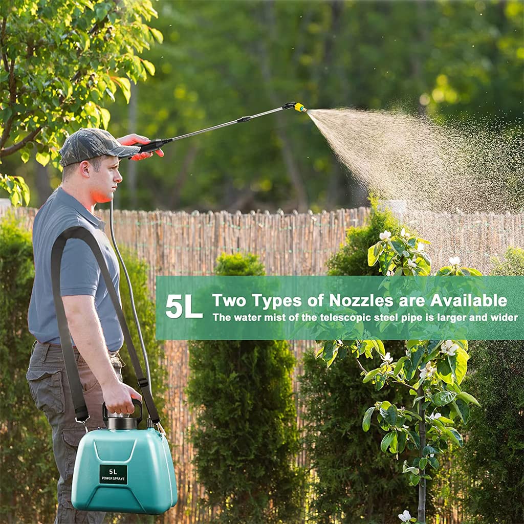HASTHIP Electric Agriculture Sprayer with 5L Watering Can & 3m Pipe & 2 Nozzles, USB Rechargeable Sprayer Pump, Portable Sprayer with Telescopic Wand for Gardening for Greenhouse Planting Bush Flower