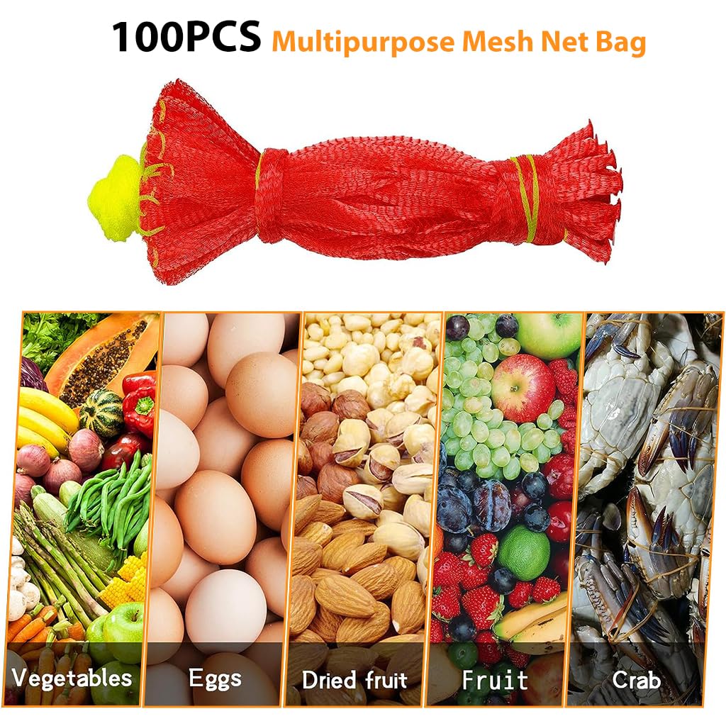 HASTHIP 100pcs 40cm Packing Net for Watermelon, Fruit, Vegetables, Toys, Seafood, Multipurpose Reusable Melon Mesh for Trellis Vertical Garden Growing
