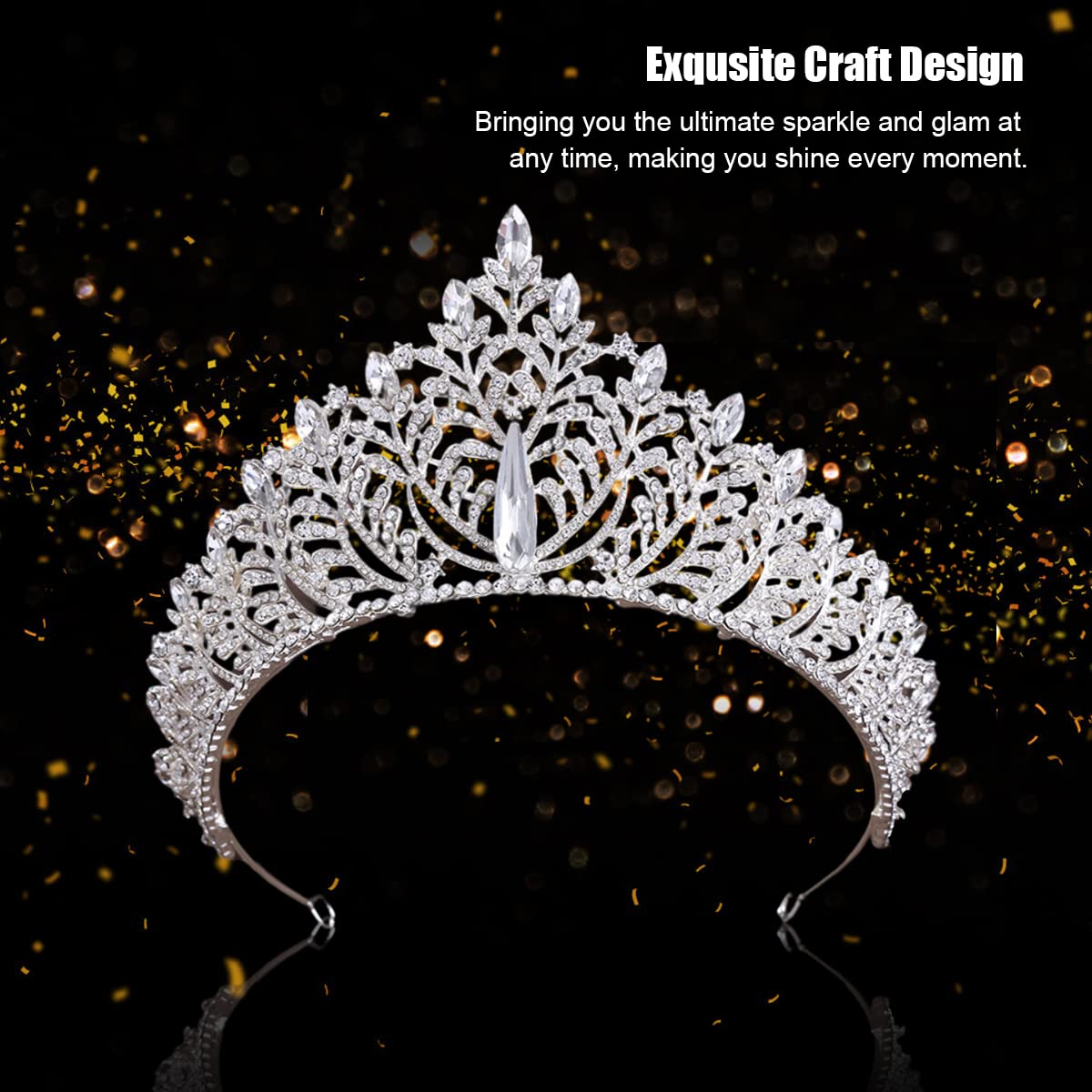PALAY Women's Crown Tiara Crown Crystal Princess Crown Tiara Parties Crown for Ladies Girls Bride Hair Accessories Tiara Maternity Photoshoot For Girls