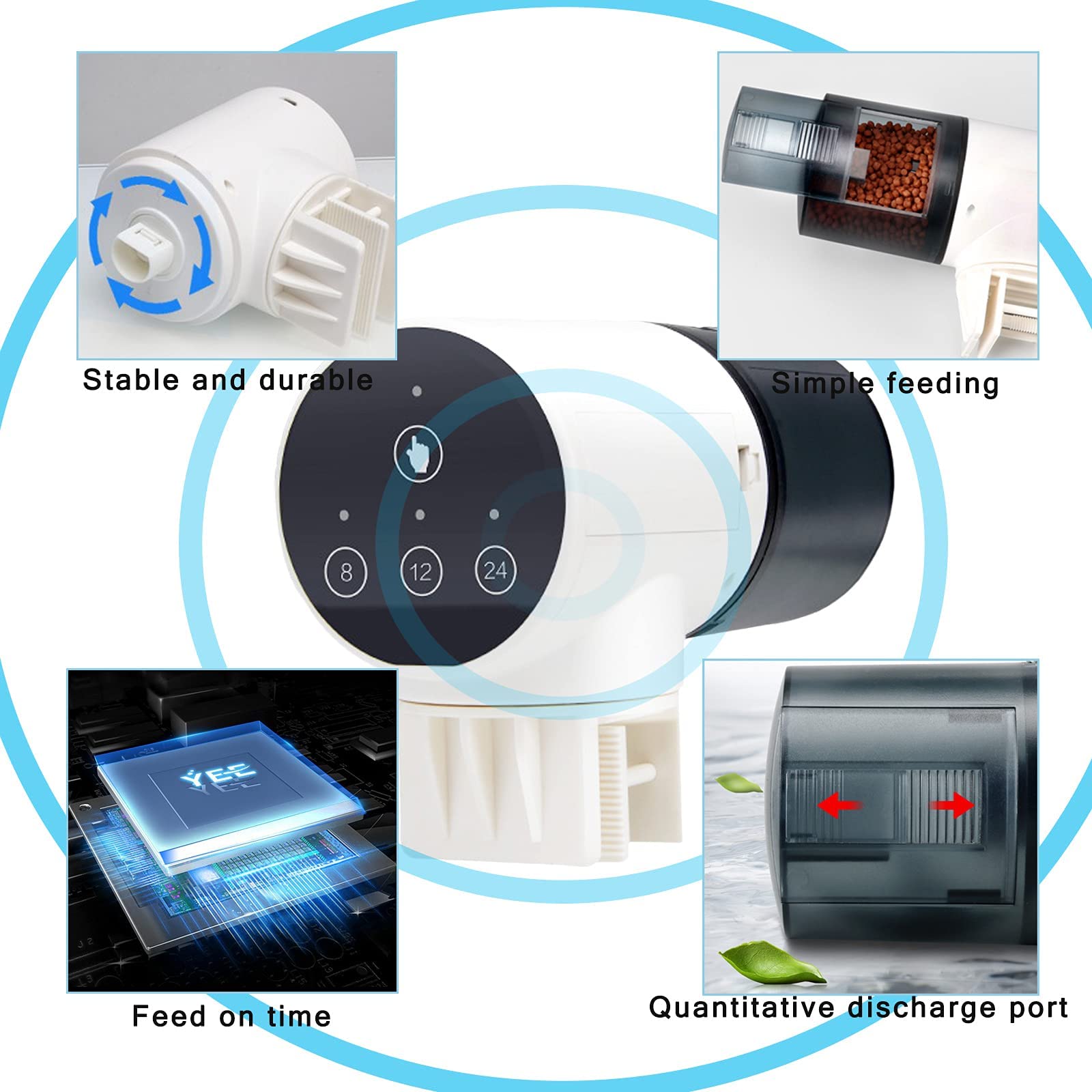 Qpets USB Charger 3 Way Automatic Plastic Fish Feeder Timer Turtle Food Fish Tank Accessories Aquarium Auto Feeder Fish for Marine Aquariums Pond