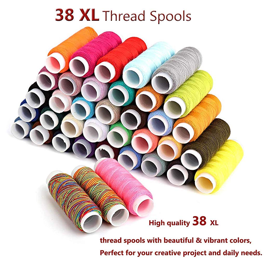 HASTHIP 183PCS Handy Sewing Kit Bundle with with 38 XL Thread, All-in-One Portable Sewing Kit with Scissors Thread Needles Tape Measure Carrying Case and Accessories