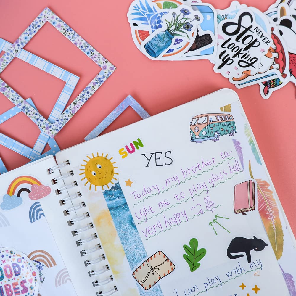 Climberty 93 Pcs Scrapbook Kit with Scrapbooking Supplies Stickers, Journal Supplies Kit Scrapbook Stickers, Aesthetic Paper, Journal DIY Decoration Paper Stickers Craft Kits Notebook Collage Album