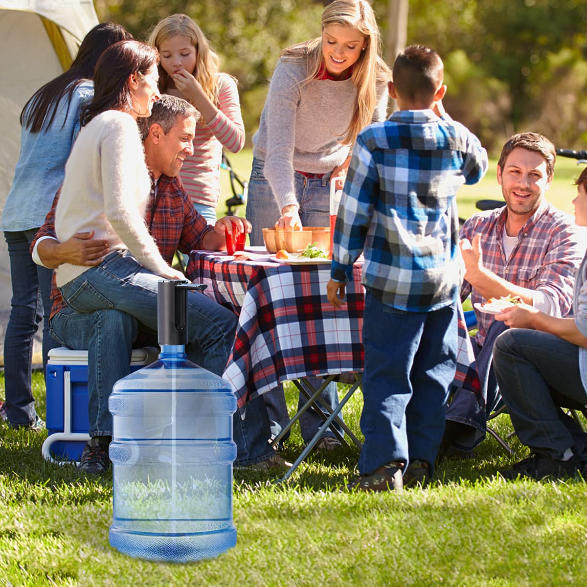 HASTHIP USB Electric Water Dispenser Pump with Fold Down Spout, Portable Cordless Water Pump, Universal 1-5 Gallon Water Can Automatic Water Bottle Pump Dispenser for Home Office Outdoor Camping