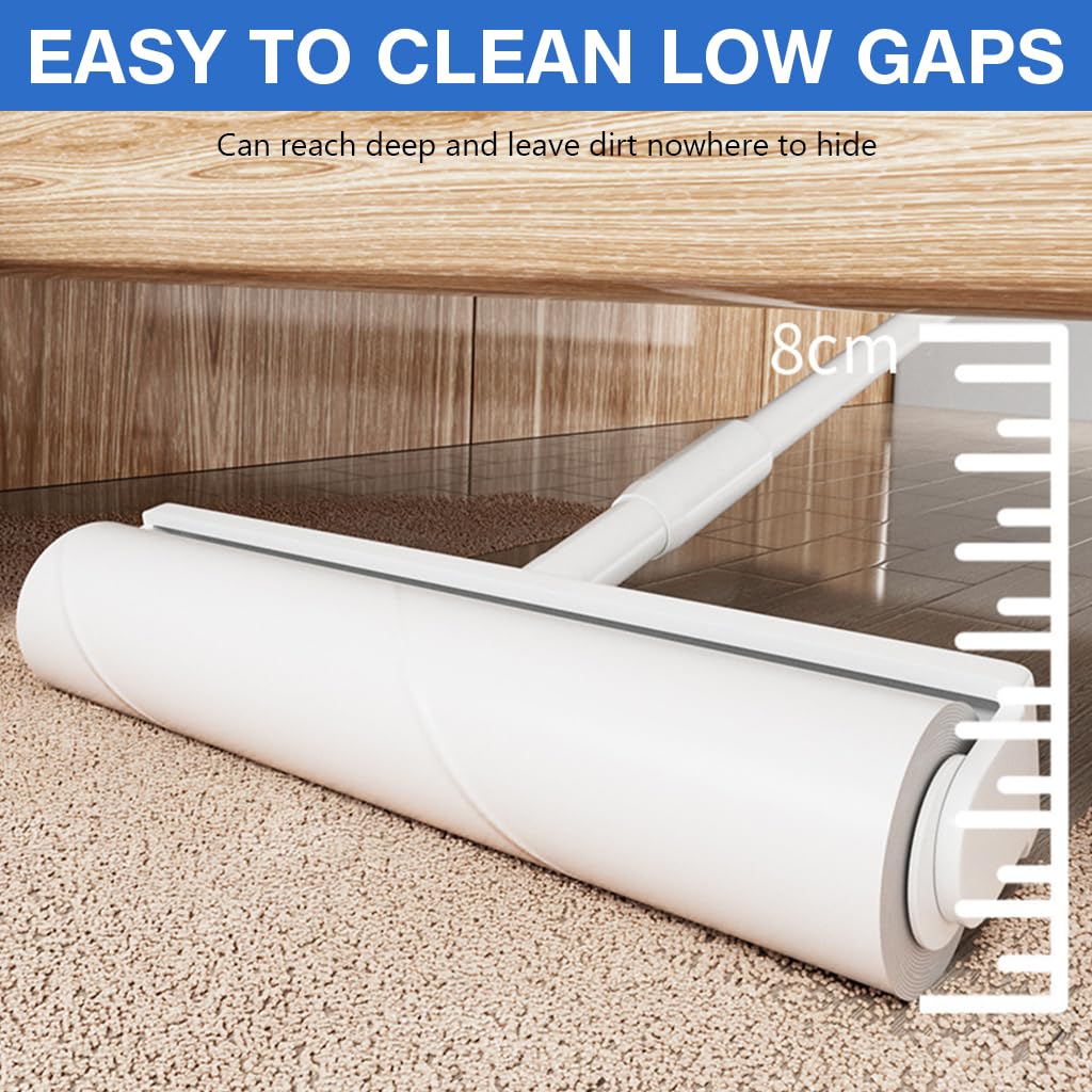 Supvox 49'' Retractable Floor Lint Roller with 180 Sticky Papers, Large Lint Rollers for Carpet, Long Handle Sticky Mop, 9.5