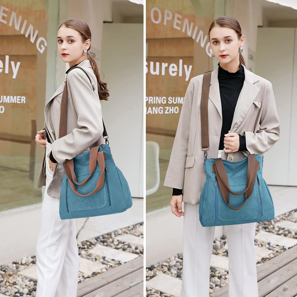 PALAY Handbags for Women Canvas Tote Bag Large Capacity Hobo Bags for Women Girls with Detachable Shoulder Strap