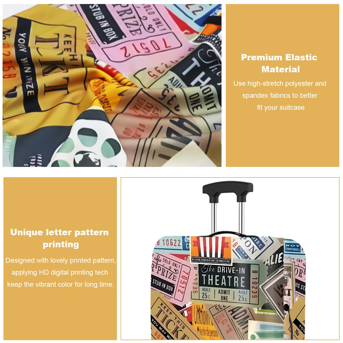 GUSTAVE Luggage Cover Washable Suitcase Dust Cover Elastic Polyester Anti-Scratch Lightweight Suitcase Cover for 18''-20''