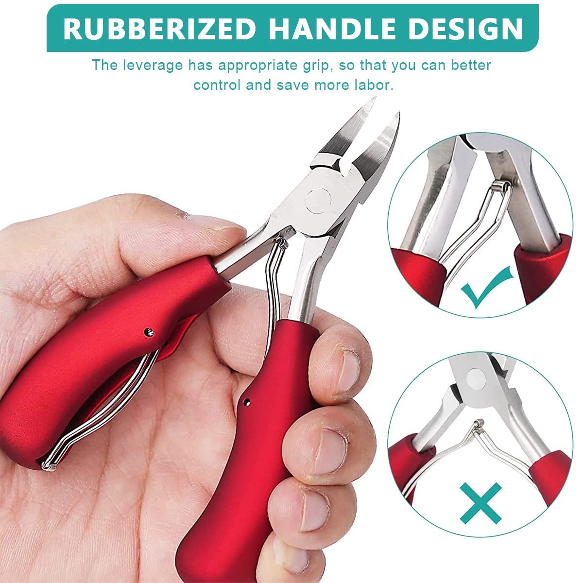 HASTHIP Professional Heavy Duty Curved Blade Ingrown Toenail File Correction Clippers Tool Manicure Set with Storage Bag for Adults, Seniors Thick Nails