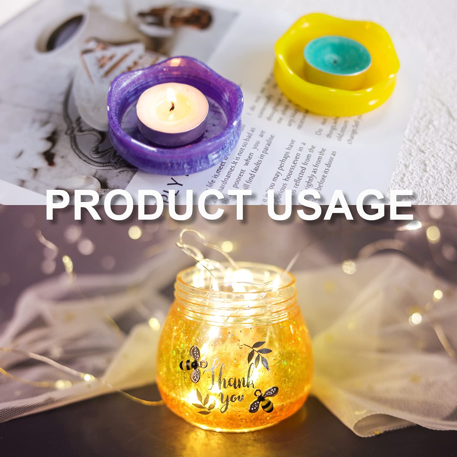 HASTHIP Silicone Molds for Jar and Lid, Epoxy Resin Molds for DIY Storage Bottle, Candle Holder, Candy Container, Epoxy Resin Casting Craft, Flower Pot