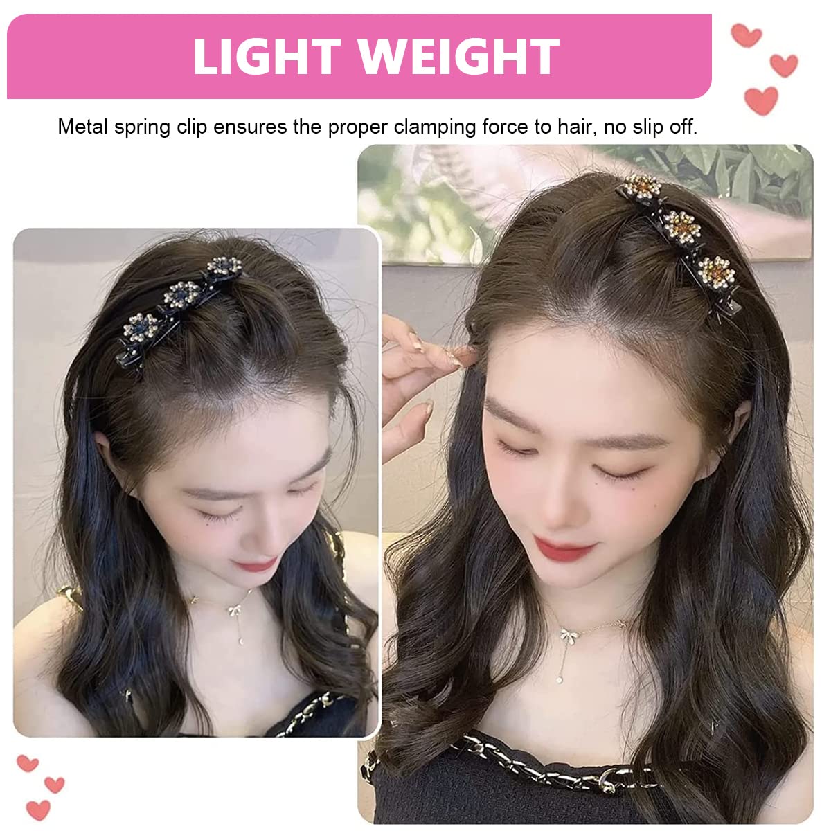 PALAY 4pcs Sparkling Braided Hair Clips for Women Girls Crystal Stone Hair Braid Accessories Fashion Hairpins Hair Styling Sectioning Clips for Thick Hair