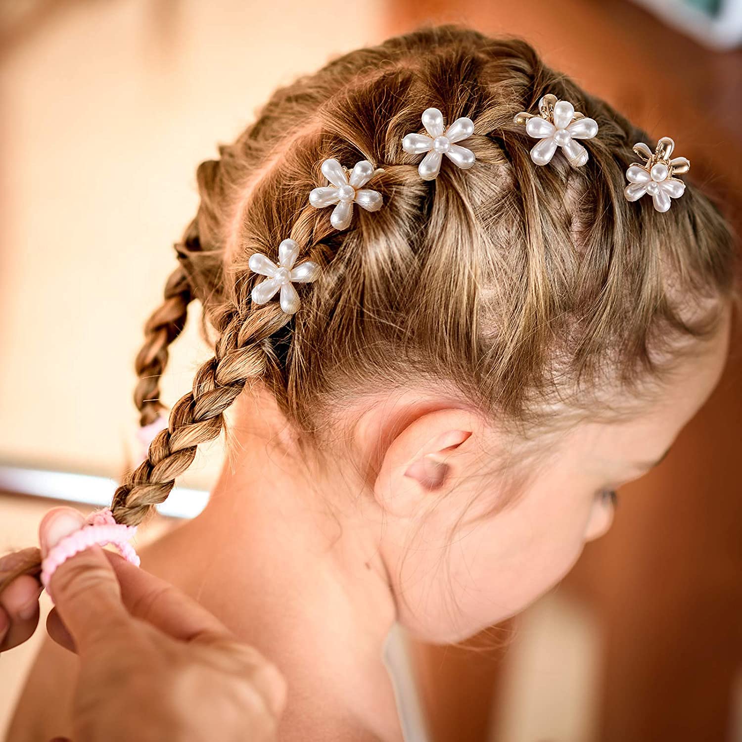 PALAY 12Pcs Small Pearl Hair Claw Clips Retro Hair Clips with Daisy Flower, Sweet Artificial Bangs Clips Decorative Hair Accessories for Women Girls