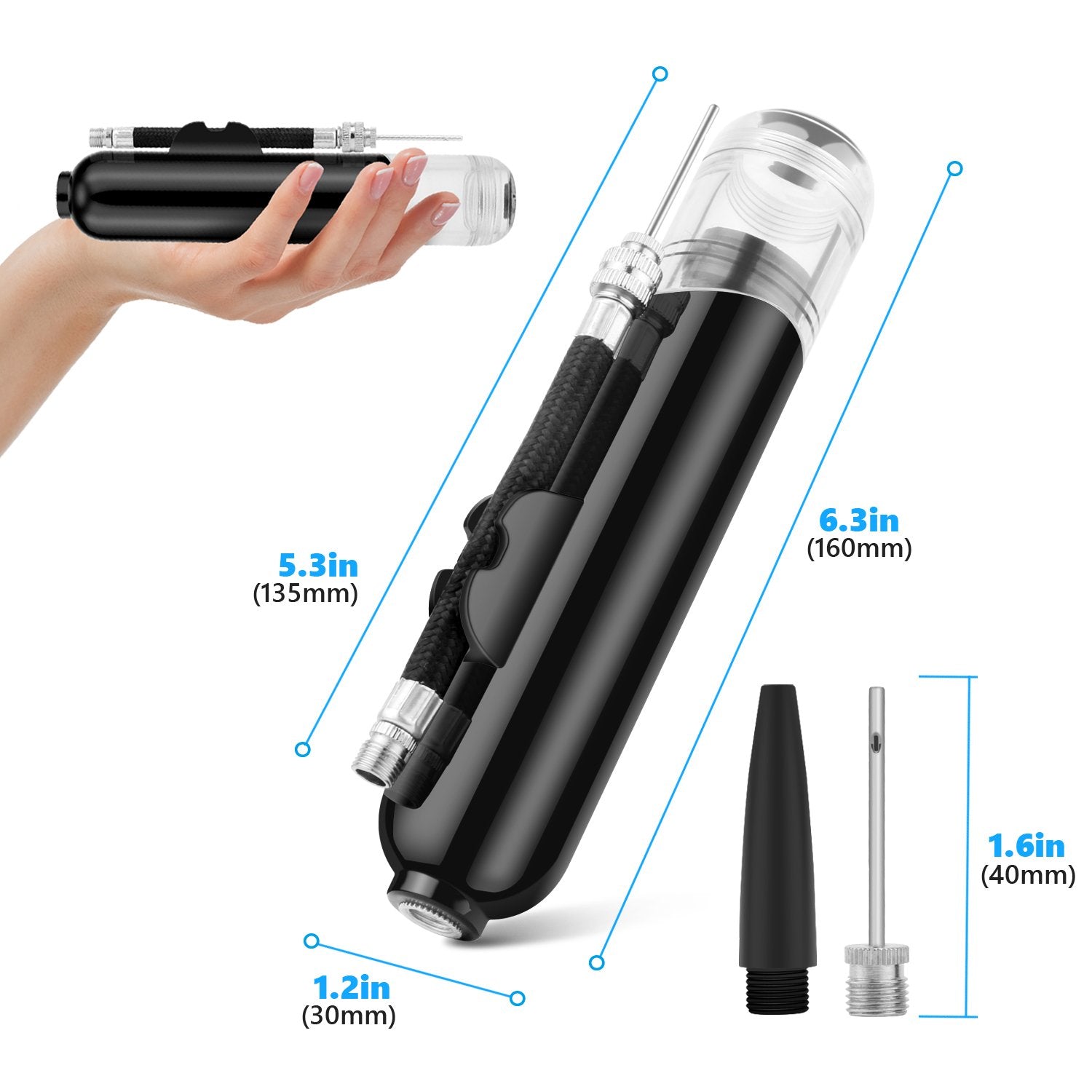Proberos Electric Air Pump, USB Cordless Air Pump 2 in 1 Mini Air Pump Vacuum Machine with Multi Attachment Multifunctional Air Pump, Inflate & Deflate Lightweight & Portable