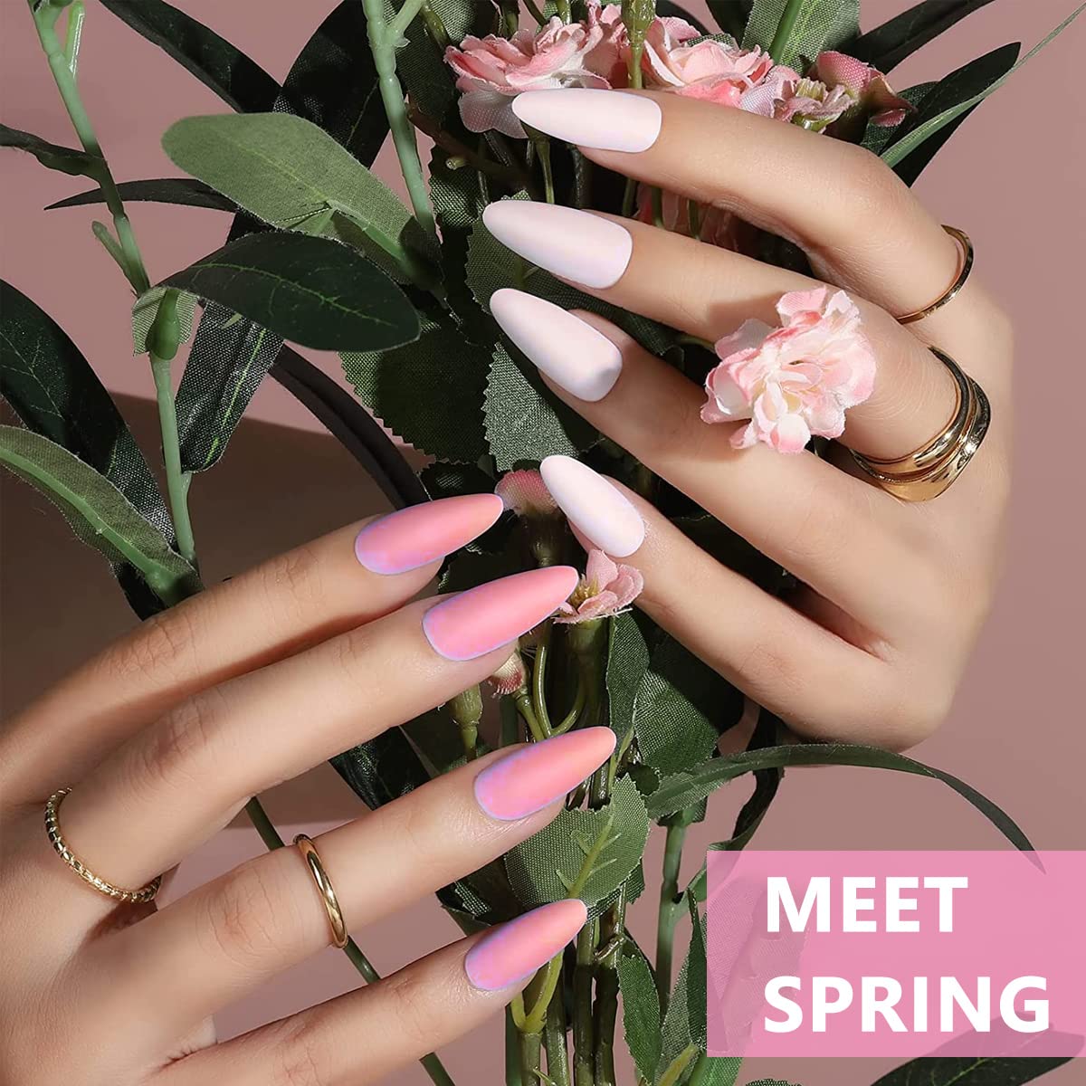 MAYCREATE 24 Color Press on Nails Sets, False Nails Artificial Fake Nails Coffin Press on Nails Solid Color Glossy Fake Nails Full Cover False Nails Tips for Women Girls DIY Nail, Style B (No glue)
