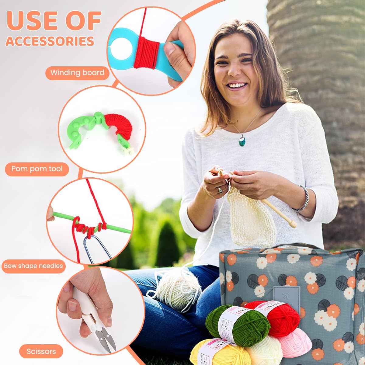 HASTHIP Crochet Needle Kit 107Pcs Crochet Knitting Needle Kit with Carry Bag DIY Crochet Needle Kit with Tools & Accessories Comprehensive Crochet Needle Kit for Beginners & Professionals