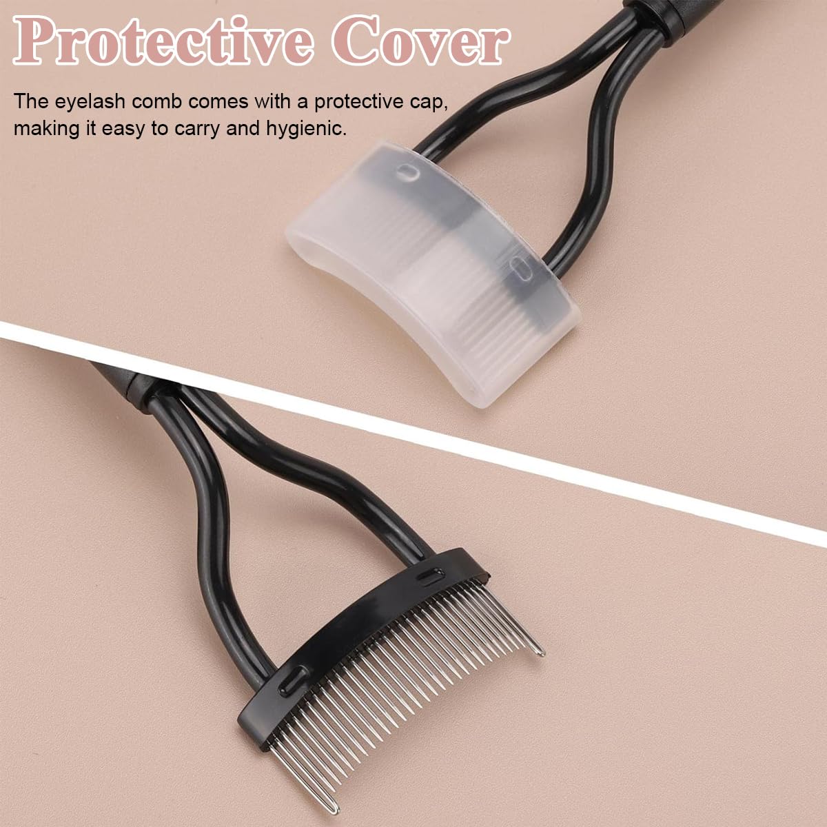 MAYCREATE 2Pcs Eyelash Separator Comb and Spoolie Eyebrow Brush 2-in-1 Metal Dual Head Lash Separator Tool with Cover for Excess Mascara Removal
