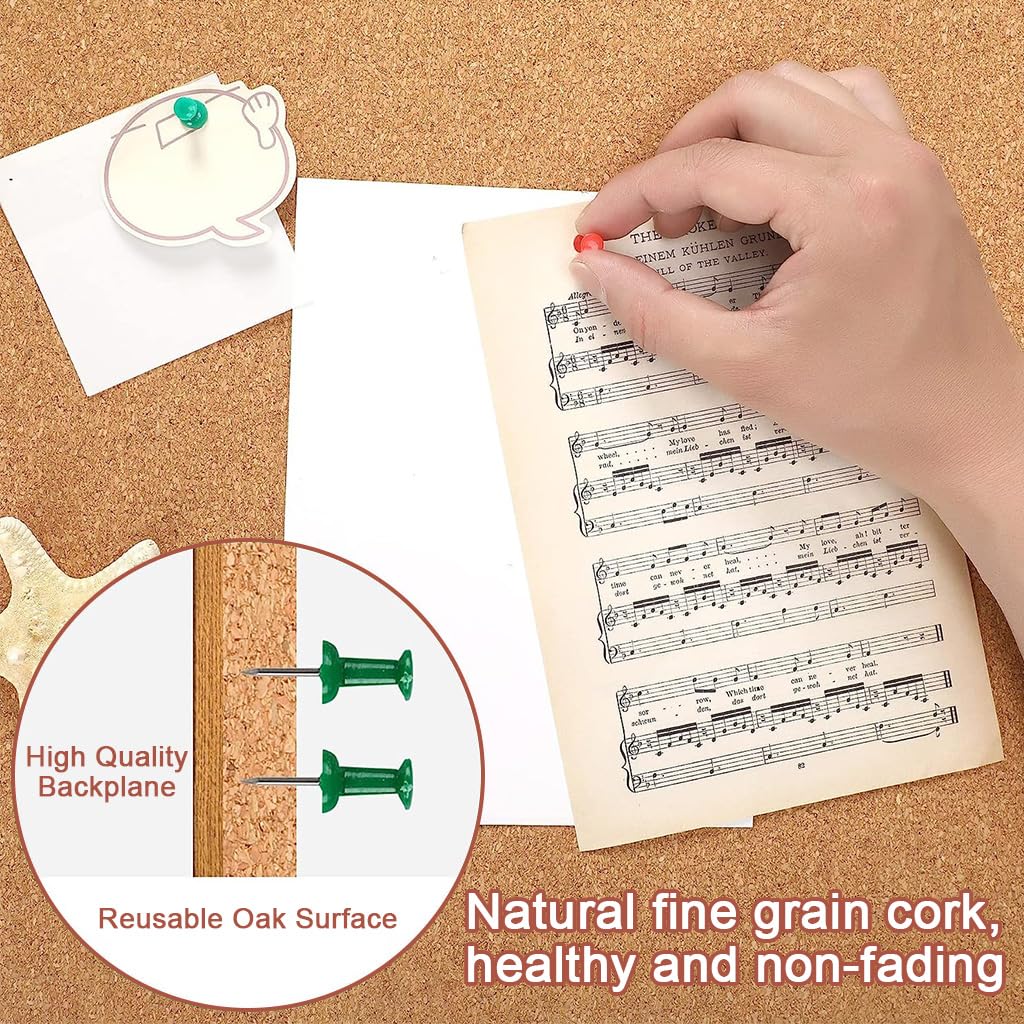 Climberty Cork Board Bulletin Board, 15.7 X 23.6 Inches Oak Wood Finish Frame with Thumbtack Installation Accessories, Wall Mounted Cork Board for Office Home and School