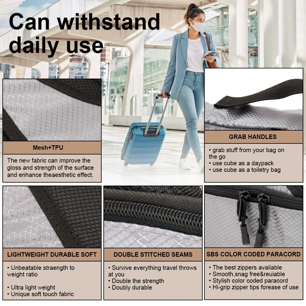PALAY 4 Set Luggage Packing Organization Cubes, Travel Cubes Travel Organizer Bags for Carry on Luggage, Compression Suitcase Organizer Bags Set for Travel Essentials