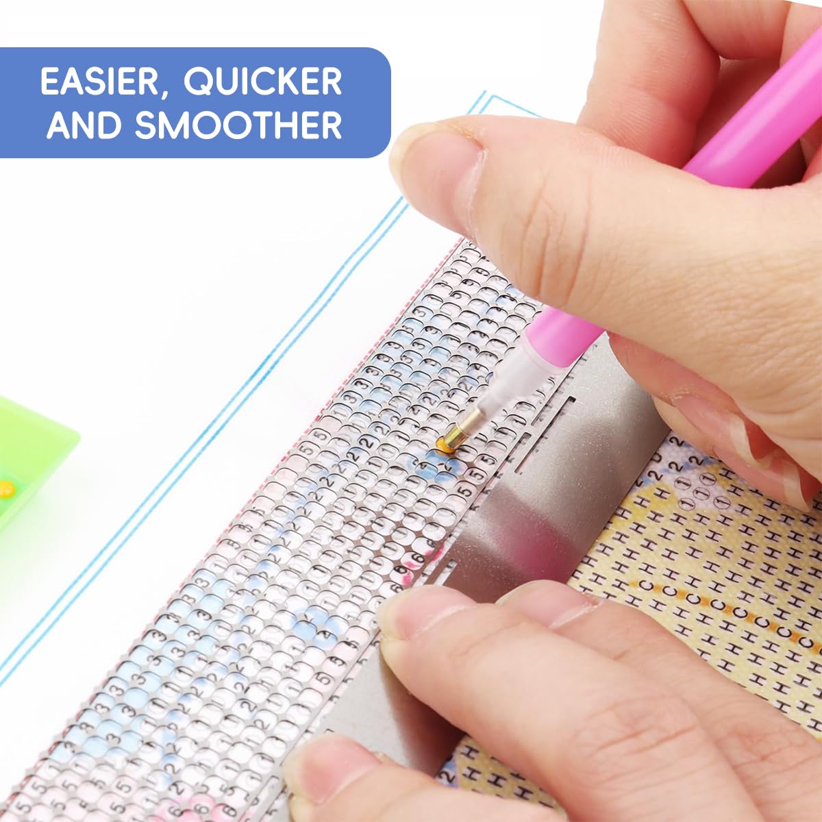 HASTHIP Diamond Painting Ruler Kit with Scraper Stainless Steel Circle Grid Ruler & Cross Grid Ruler 5D Diamond Painting Ruler Tool DIY Even Spacing Ruler DIY Diamond Painting Art Accessories