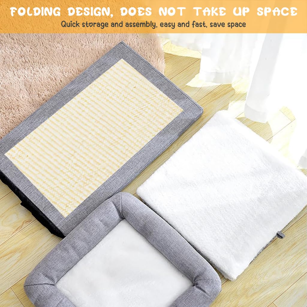 Qpets Cat Beds, 3-Layer Cat House Cozy Cotton Fodable Vertical Cat House with ATOP Bed & Scratch Board, Warm Cat Bed Hide Cat Cave Multi-Entry Game Tunnel Suitable for All Seasons