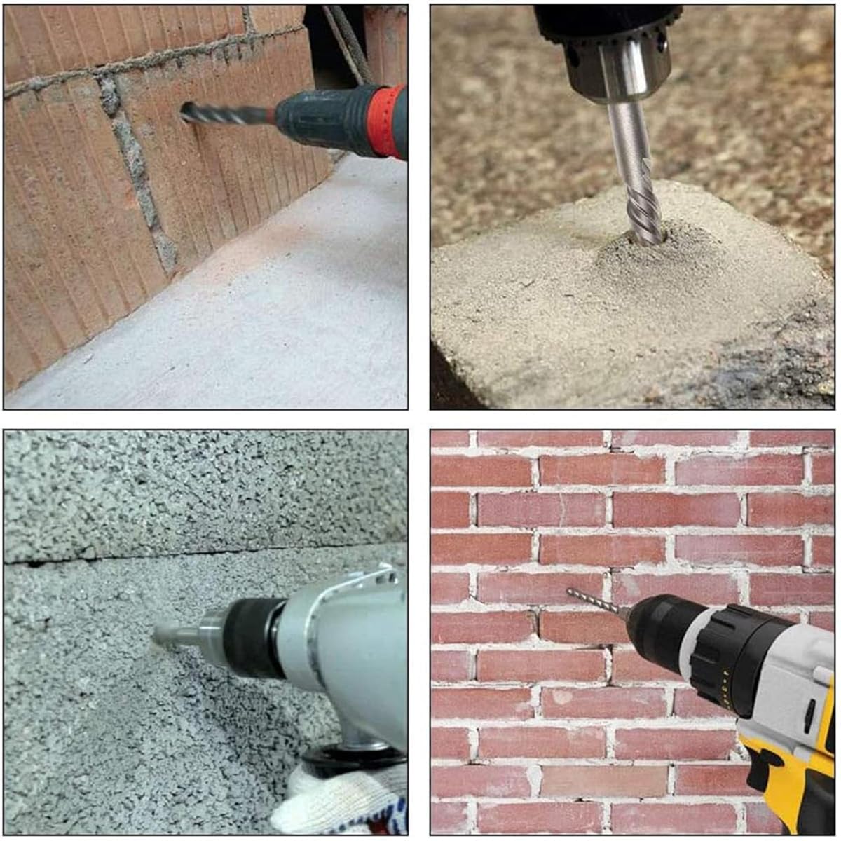 Serplex 4Pcs Long Impact Power Drill Bit 35cm Alloy Twist Drill Bit Set Concrete Masonry SDS Plus Shank Drill Bit Set Rotary Hammer Drill Bits for Brick, Stone, Concrete