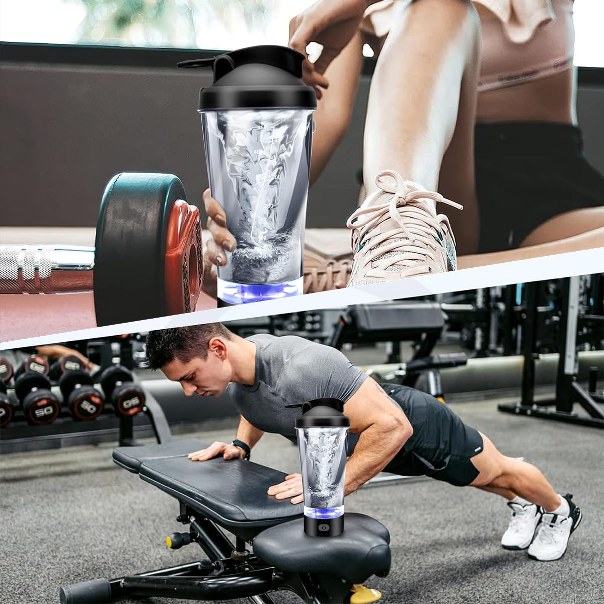HASTHIP 450ML Electric Shaker Bottle - USB Rechargeable 16oz Auto-Stop Protein Mixer for Smooth Shakes, Juices - Easy Clean, BPA-Free Gym Drink Blender for Coffee, Oats, Supplements