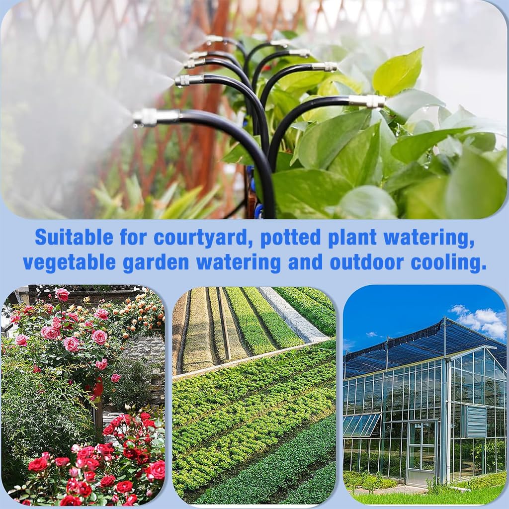HASTHIP Slow Drip Irrigation Kit 15m Long Drip Water Pipe with 15 Flexible Mist Sprayer Pipes with Tee Joints & 15 Cable Ties Water Saving Drip Irrigation Kit for Flower Bed, Garden, Bush